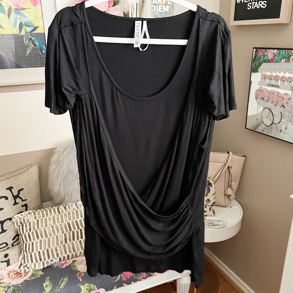 Kische black raw edge cross flap blouse size 3x - Picture 2 of 5